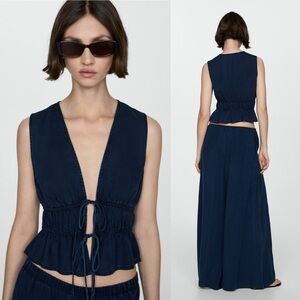 NWT Mango Ruffled Top with Bows